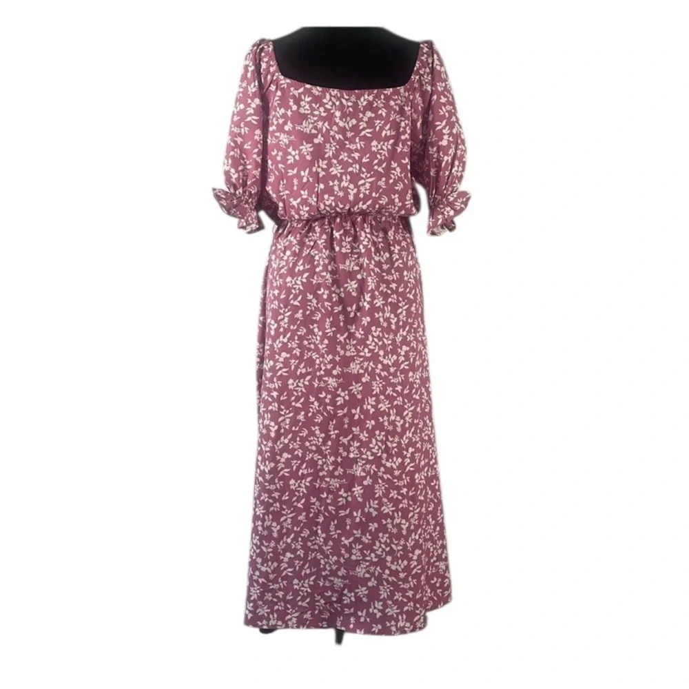 Floral Pink,white,Flutter,split,V neck,Maxi Dress,Large,New - Picture 2 of 6